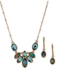 Anne Klein - Gold-tone Mixed Stone Statement Necklace & Drop Earrings Set - Lyst
