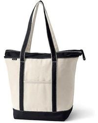 Lands' End - Large 5 Pocket Zip Top Long Handle Canvas Tote Bag - Lyst