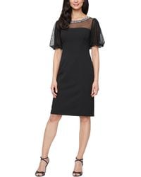 Alex Evenings - Short Stretch Crepe Scoop Neck Dress - Lyst