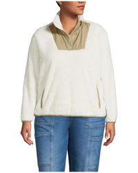Lands' End - Plus Size Half Zip Cozy High Pile Fleece Pullover - Lyst