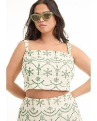 June + Vie - June And Vie Cropped Eyelet Top - Lyst