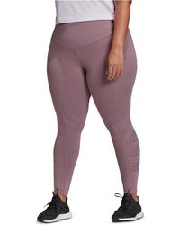 adidas Plus Size Essentials Stacked-logo Tights - Purple