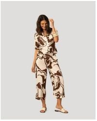 Cable & Gauge - Cable Gauge Printed Linen Blend Button Front Top Pull On Crop Pant - Lyst