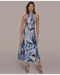 Donna Karan - Halter Neck A-line Midi Dress - Lyst