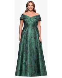 Xscape - Plus Size Off-the-shoulder Metallic Jacquard Ball Gown - Lyst