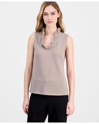 Anne Klein - Sleeveless Ruffled-neck Top - Lyst