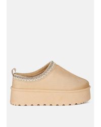 LONDON RAG - Struter Embroidered Platform Fur Classic Slip-on - Lyst