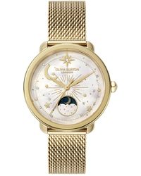 Olivia Burton - Moonphase Tone Stainless Steel Mesh Bracelet Watch - Lyst