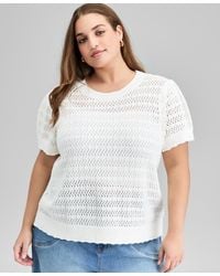 And Now This - Trendy Plus Size Crewneck Short-sleeve Sweater - Lyst