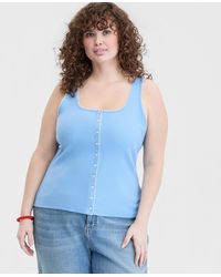 On 34th - Trendy Plus Size Button-down Ribbed Tank - Lyst