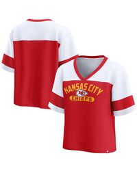 Fanatics - Red/white Kansas City Chiefs Homeschool Jersey Poly V-neck Fashion Top - Lyst