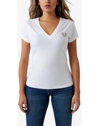 True Religion - Short Sleeve Crystal Buddha Slim V-neck T-shirt - Lyst