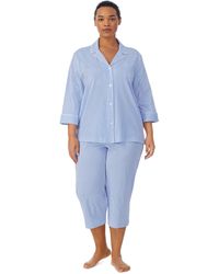 Ralph Lauren - Plus Size Button-front Top And Pants Pajama Set - Lyst