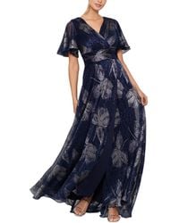 Betsy & Adam - Crinkled Full Length Evening Dress - Lyst