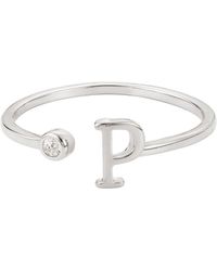 Adornia - Silver Adjustable Cz Initial Ring - Lyst