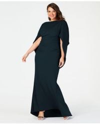betsy and adam plus size capelet gown
