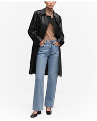 Mango - Leather-effect Trench Coat - Lyst