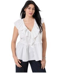 June + Vie - June + Vie Plus Size June + Vie Ruffled Peplum Top - Lyst