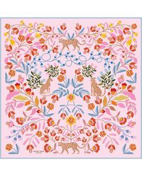 Jessie Zhao New York - Double Sided Wool Silk Scarf Of Pink Blossom Jungle - Lyst