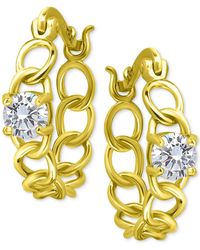 Giani Bernini - Cubic Zirconia Chain Link Small Hoop Earrings - Lyst