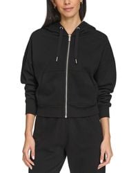 Calvin Klein - Fleece Crop Zip-front Long-sleeve Hoodie - Lyst