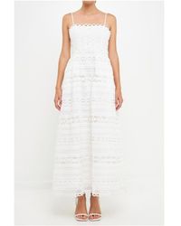 Endless Rose Combination Lace Spaghetti Strap Maxi Dress - White