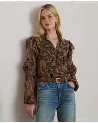 Ralph Lauren - Ruffle Detail Long Sleeve Top - Lyst