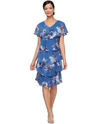 Sl Fashions - Short-sleeve Chiffon A-line Dress - Lyst