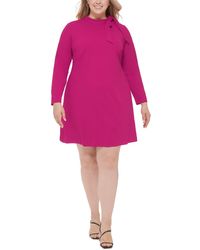 Calvin Klein - Plus Size Bow-neck Long-sleeve Swing Dress - Lyst