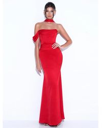 Miss Circle - Ivona Halter Neck Double Duchess Satin Gown - Lyst