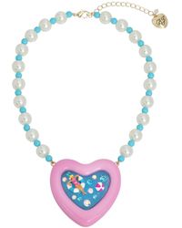 Betsey Johnson - Faux Stone Pool Party Heart Pendant Necklace - Lyst