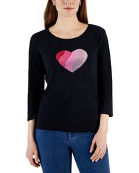Karen Scott - Gem Heart Graphic Pullover Top - Lyst