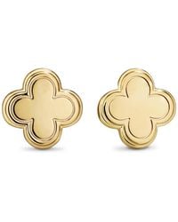 DEVATA - Contour-lined Clover Stud Earrings - Lyst