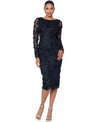 Xscape - Embellished Lace Long-sleeve Midi Dress - Lyst