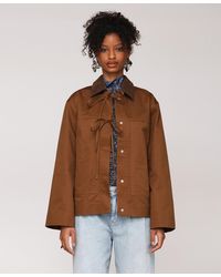 Avec Les Filles - Oversized Chore Big Patch Pockets And Bows Jacket - Lyst