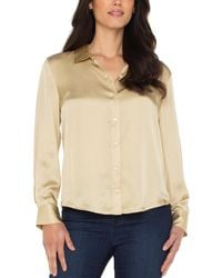 Liverpool Los Angeles - Long-sleeve Button-front Satin Shirt - Lyst