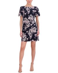 Jessica Howard - Printed Puff-sleeve Lace Sheath Dress - Lyst