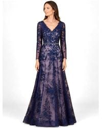 Lara - Long Sleeve V-neck Lace Gown - Lyst