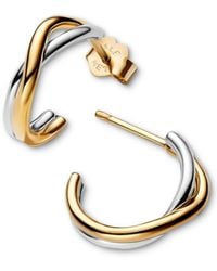 PANDORA - Organically Shaped Two-tone Open Hoop Earrings - Lyst
