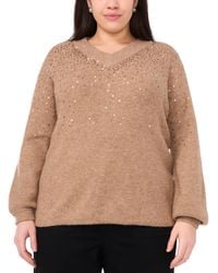 Vince Camuto - Plus Size Sequin V-neck Raglan Sweater - Lyst