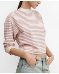 Mango - Striped Knitted Sweatshirt - Lyst