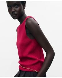 Mango - Fine Ribbed Knit Top - Lyst