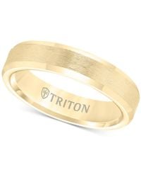 Triton Domed Comfort Fit Band In Yellow Tungsten Carbide - Metallic
