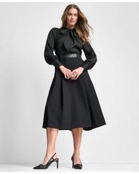 DKNY - Front Button Long Sleeve Blouse Pleated Midi Skirt - Lyst