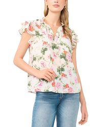 SAM & JESS - V-neck Ruffle-sleeve Top - Lyst