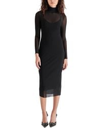 Steve Madden - Vivienne Mesh Long-sleeve Midi Dress - Lyst