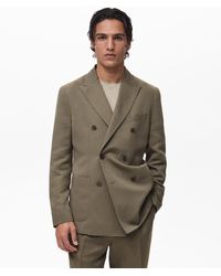 Mango - Linen Slim-fit Double-breasted Suit Blazer - Lyst