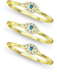 Macy's - Cubic Zirconia Evil Eye Trio 18k Plate Stack Ring - Lyst