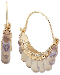 Lonna & Lilly - Gold-tone Pave & Fluted Stone Hoop Earrings - Lyst