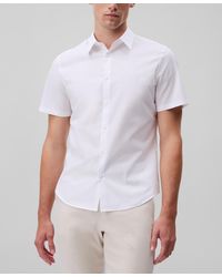 Calvin Klein - Slim Fit Short Sleeve Solid Stretch Button-front Shirt - Lyst